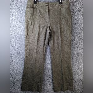 TALBOTS Pants Womens 14 Brown Tweed Wool Blend Heritage Wide Leg Lined Casual